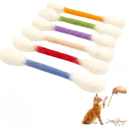 6Pcs Oversized Cotton Swab Cat Toy Anti-Boredom Durable Kitten Chew Toy Soft Texture Lightweight Cat Teething Chew Toy