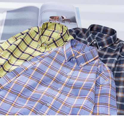 New In Shirt Oversize Long-Sleeve 100%Cotton Shirts for Men Slim Fit Formal Plain Shirt Plaid Casual Tops Designer Black Clothes