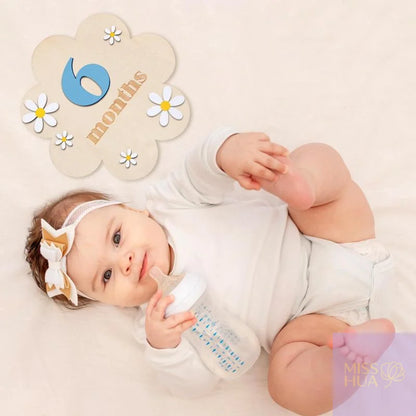 HUA HUA Wooden Baby Monthly Milestone Cards Flowers Double Sides Number Month Girls Boys Newborn Photography Props Accessories