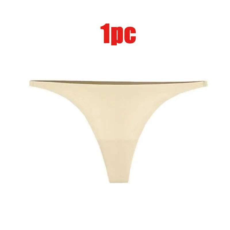 1-6pcs Seamless Panties Ice Silk Seamless Panties For Women Soft Thin Thongs Woman Satin Underwear Female Bikini String Panties