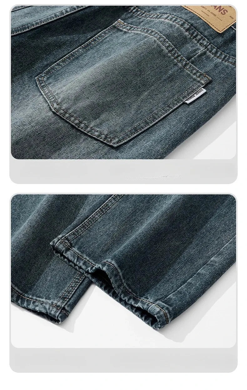 Spring Autumn American Retro Straight Jeans Men Streetwear Korean Fashion Loose Baggy Wide Leg Denim Pants Male Casual Trousers