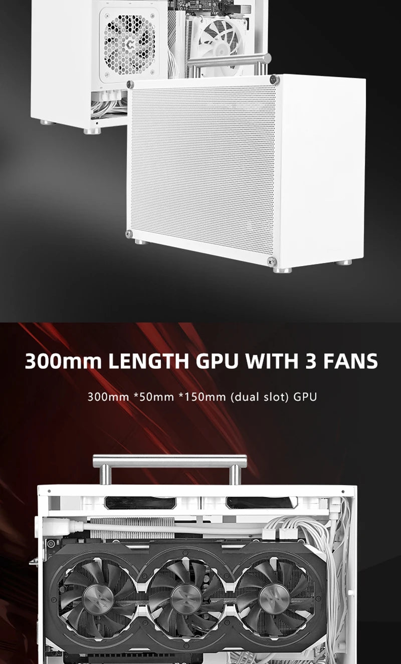 METALFISH T60 Mini ITX Black Case 9L Gaming Computer Chassis Compact transparent PC Support SFX PSU/300mm GPU