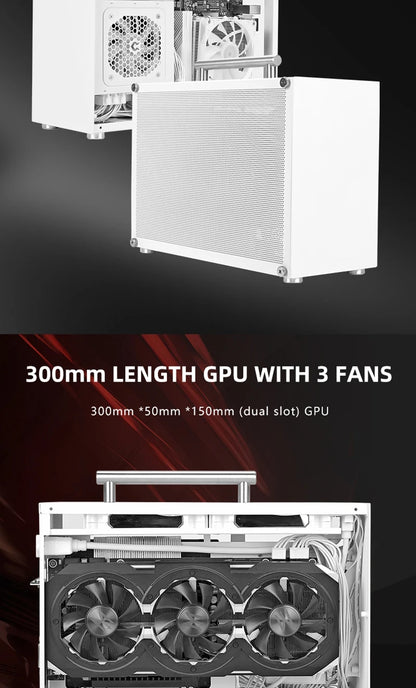 METALFISH T60 Mini ITX Black Case 9L Gaming Computer Chassis Compact transparent PC Support SFX PSU/300mm GPU