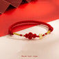 Hand Braided Red Rope Bracelet Copper Lucky Bead Hand Rope Couple Bracelet Simple Buckle Ethnic Original Female Accessory