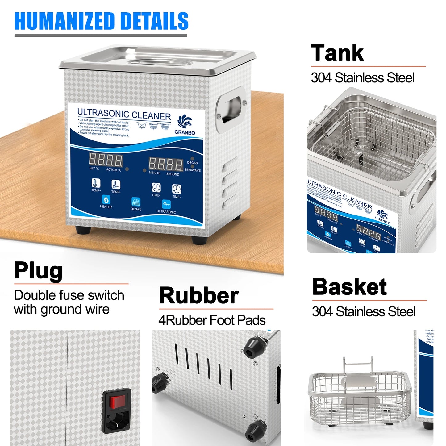 Ultrasonic Cleaner Glass Jewelry Watch Tools 1L 40KHz Ultrasonic Cleaning Machine 60W 120W Ultrasound Bath Degas Semiwave