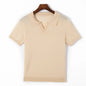 Spring and summer new 100% pure wool business casual knitting technology men's breathable soft lapel Polo short sleeve T-shirt.