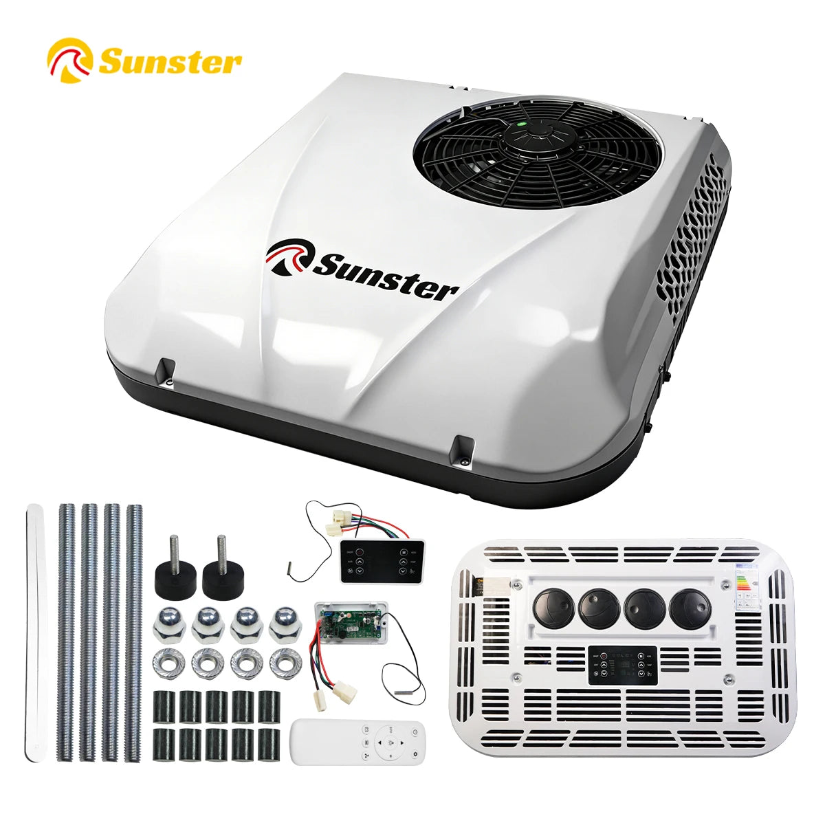 Sunster 12V/24V Fast Cooling Roof Air Conditioner Energy Conservation Rooftop Parking Air Conditioner For RV Truck Camper Van Caravans Motor Portable Air Conditioner