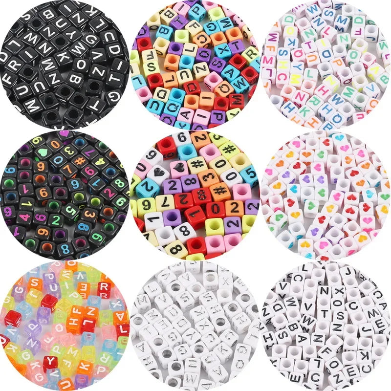 Hot! 100Pcs/Lot 6mm Mixed Many Kinds Acrylic Cube Square Number&Alphabet Letter Beads for Bracelet Necklace Jewelry Making DIY