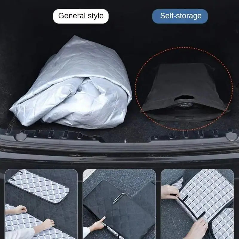 All-Weather Magnetic Windscreen Cover - Waterproof Snow/Frost/Ice Protector & Sun Shade, 5 Magnets + Door Flaps, Universal Fit