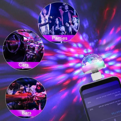 Portable Led Car Atmosphere Lights USB Mini Disco Ball Party Lights DJ Stage Strobe Lights for Christmas Parties Karaoke Bar