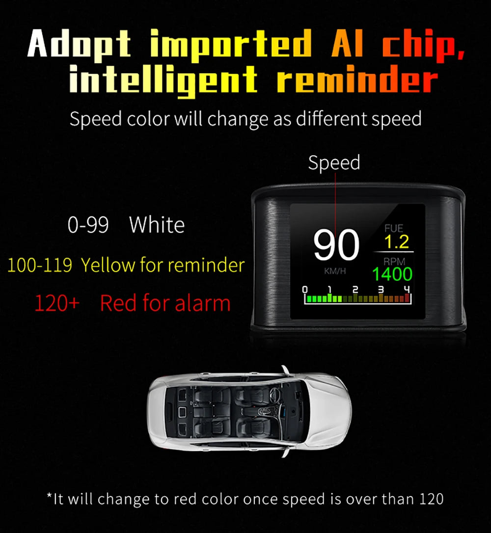 Updated P10-PRO OBD2 HUD With Russia Korean Language Smart Digital Meter On Board Computer Digital Speedometer Overspeed Alarm