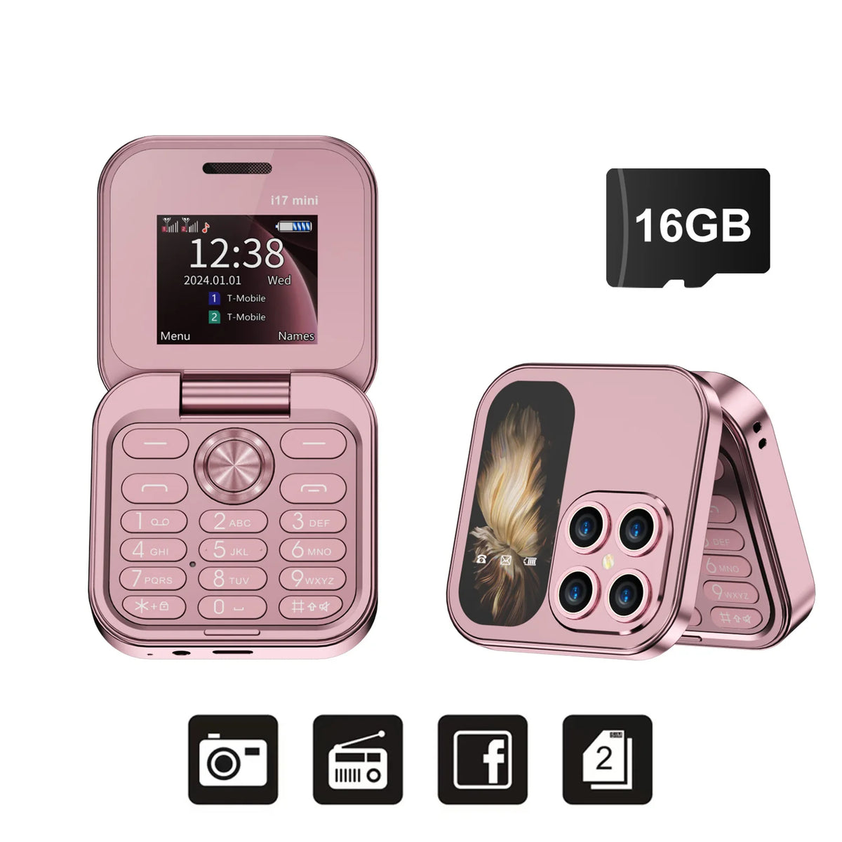 SERVO I17 Mini Dual SIM Card Flip Mobile Phone 2G GSM Magic Voice FM Radio Speed Dial Video Player Flashlight Foldable Cellphone