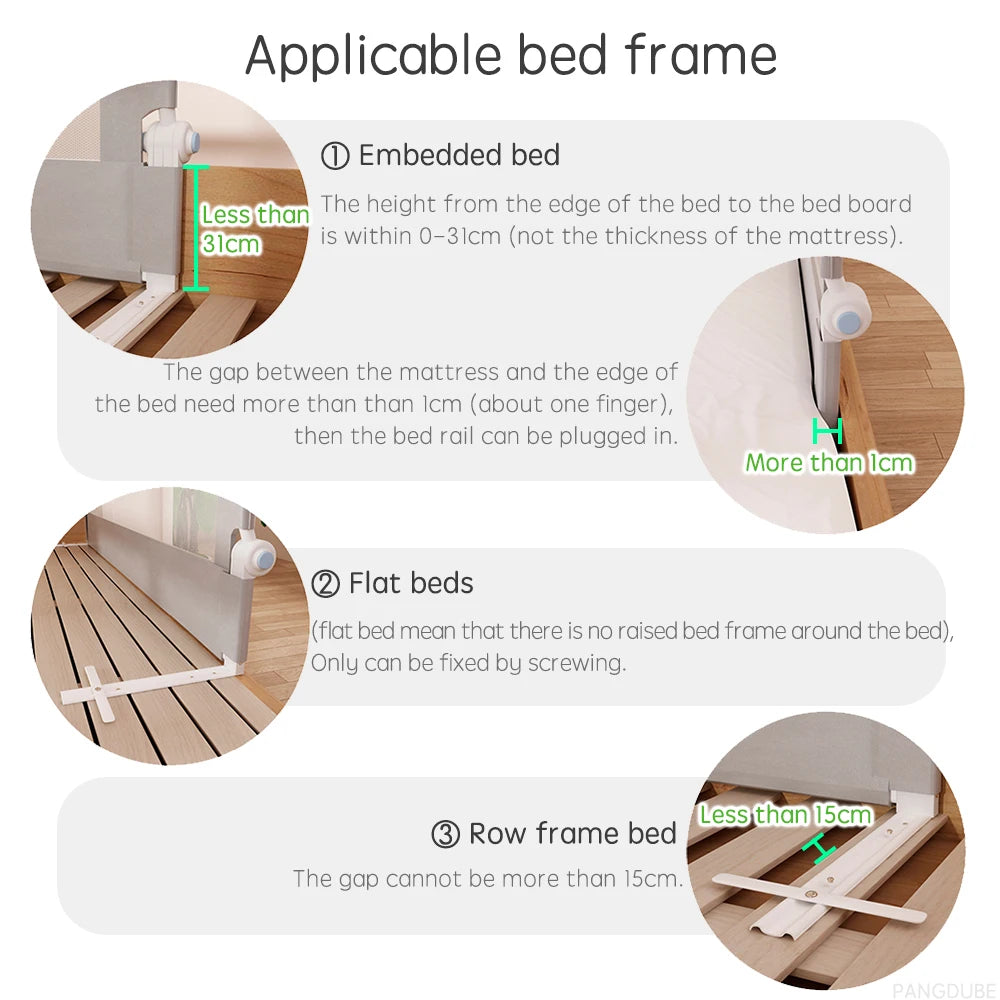 PANGDUBE 1 piece Baby Safety Railing for Children Bed Rail Guard Protective Barrier for Kid Bed Need to Screw Installation