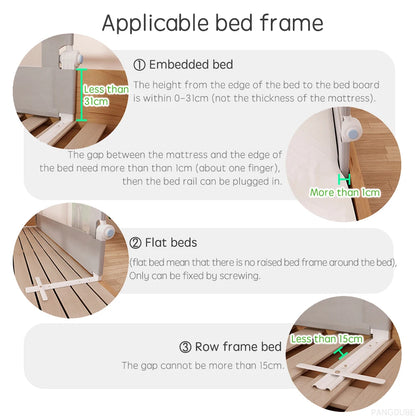 PANGDUBE 1 piece Baby Safety Railing for Children Bed Rail Guard Protective Barrier for Kid Bed Need to Screw Installation
