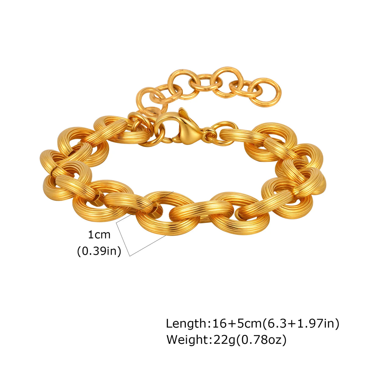 Chunky Bold Toggle Bracelets for Women, Stainless Steel OT Buckle Link Chain Bracelet Gold Plated Tarnish Free