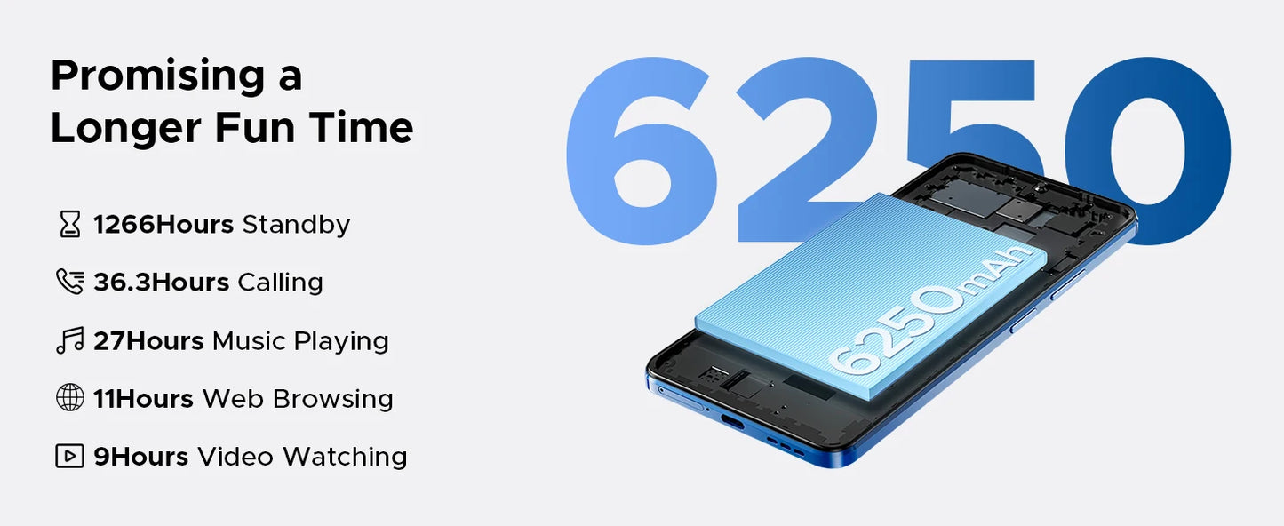 DOOGEE Note 59 5G SmartphoneAndroid 15 NFC Cellphone 6.75" Screen 32GB (8+24) 128GB Unisoc T820  6250mAh Battery Mobile Phone