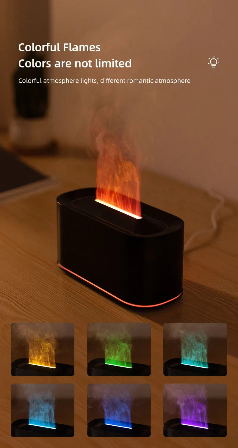 Mini Aroma Diffuser Aromatherapy Realistic Flame Lights Colorful RGB Air Humidifier Desktop USB Sprayer/Essential Oil Set