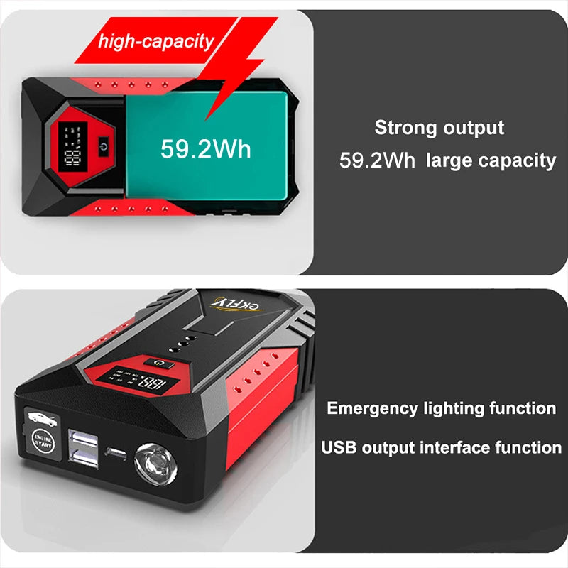 GKFLY 2000A/3000A/4000A Car Jump Starter Power Bank Petrol Diesel Car Battery Charger Starting For Auto Battery Booster
