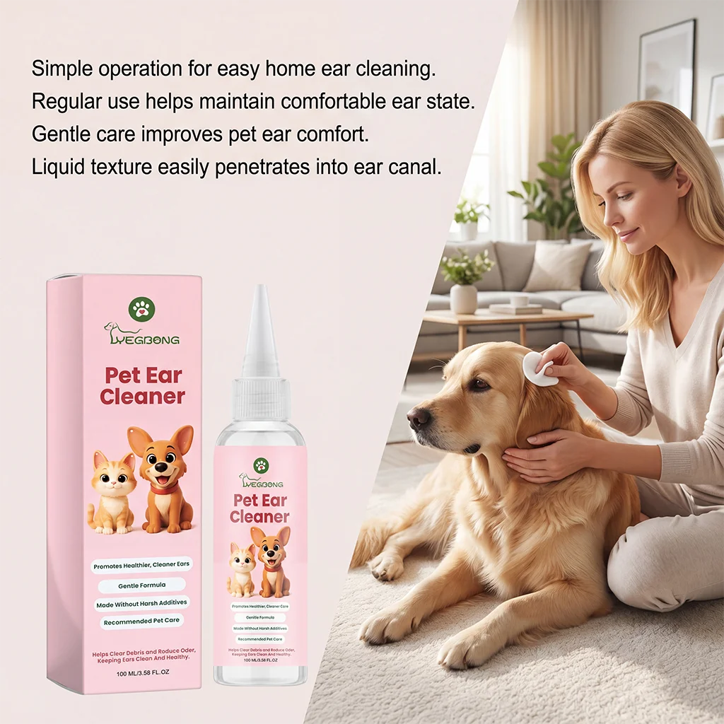 Pet Ear Cleaner Remove Earwax & Ear Mites Relieve Itching & Discomfort Reduce Inflammation Gentle Pet Ear Care Cleansing Drops