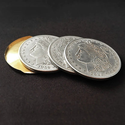 Illusion Coin ( Morgan Coin Version) Magic Tricks 3 Fly Coins Magic Trick Props Fire Comedy Ring Close up Magic Magician