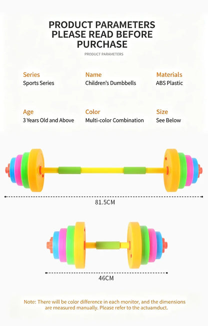 Adjustable Kids Dumbbell Barbell Set Indoor Outdoor Fitness Equipment Parent-Child Sports Toy Toddler Boy Girl Birthday Gifts