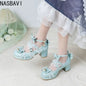 NASBAVI White Lace Bow Cosplay High Heels Women Cross Strap Buckle Platform Mary Jane Shoes Female Party Princess Lolita Pumps