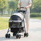 Pet Carrier on Wheels Portable Transport Cart for Dog Cat Foldable Travel Stroller Lightweight Carbon Steel Frame Easy Push