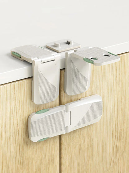White Drawer Lock Baby Safety Protection Double Use Right Angle Cabinet Door Locks Kids Protector Multi-Function Plastic Buckle