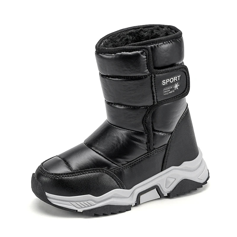 New Kids Snow Boots Winter High-top Warm Cotton Shoes for Children Boys Girls Warm Plush Lining Ankle Boots Anti-skid Waterproof