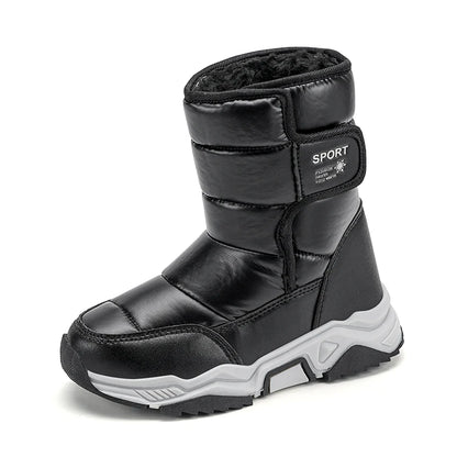 New Kids Snow Boots Winter High-top Warm Cotton Shoes for Children Boys Girls Warm Plush Lining Ankle Boots Anti-skid Waterproof