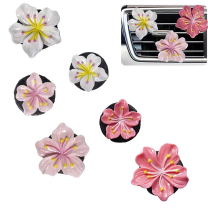 2Pcs Car Perfume Clip Flower Car Air Freshener with Fresh Color Air Outlet  Decorations Bright Peach Blossom Cherry Blossom