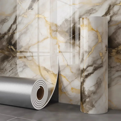 3D Wall Panels Self-Adhesive Wallpapers Marble Foam Thickened Wall Stickers for Ceiling Showers Bathrooms Living Room Decoration