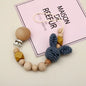 Cartoon Bunny Pacifier Chain Clip Wood Crochet Bear Teething Chain Baby Teether Soother Holder Newborn Chew Toys Pacifier Clips