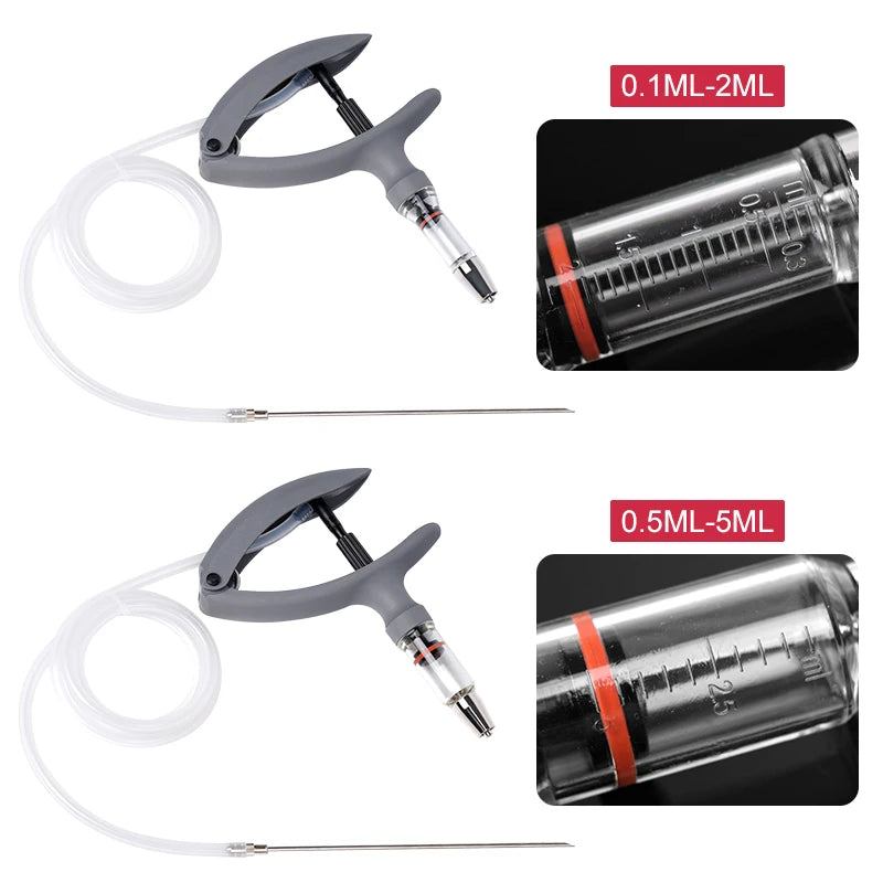 1ml-10ml Veterinary Automatic Continuous Syringe Adjustable Vaccine Injection 10pcs Needle for Livestock Pig Cow Sheep Chicken