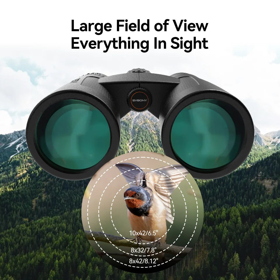 Svbony SV202 Upgraded Wide-angle ED Binoculars 8x32/8x42/10x42 Bak4 Prism IPX7 Waterproof Fogproof for Bird Watching Camping