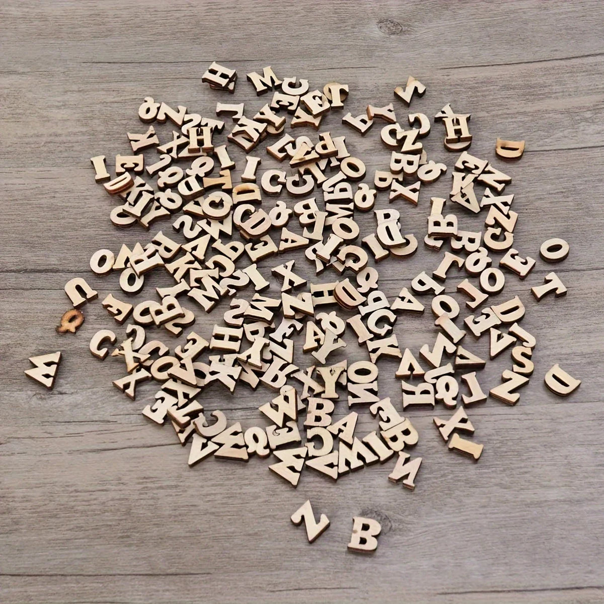 100Pcs Mixed Wooden A Z Letters  Wooden Numbers Letters Wood Letters for DIY Craft Wedding Party Home Decoration(English Letter)