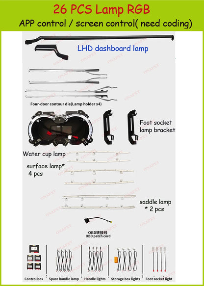 LED For Audi A4 S4 A5 S5 B9 2016-2023 Center Console Dashboard Ambient Light Strip Decorative Cover Lift Tweeter Speaker Lamp
