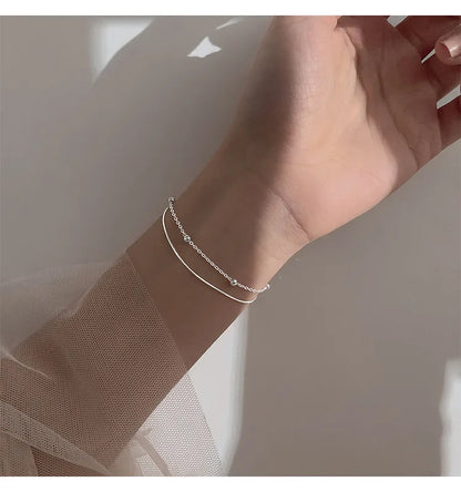 925 Sterling Silver Round Ball Lucky Bracelets Woman Double-Layer Snake Chain Hot Top Quality Jewelry Wedding Jewellery