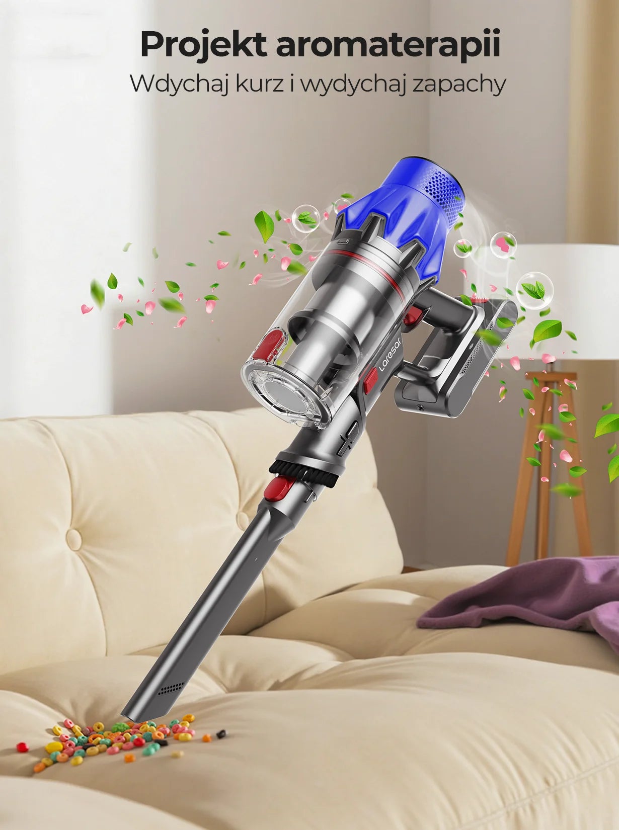 90 Min Laresar V7S 75000PA 650W Cordless Vacuum Cleaner Handheld Long Runtime Removable Battery Smart Display Home Appliance