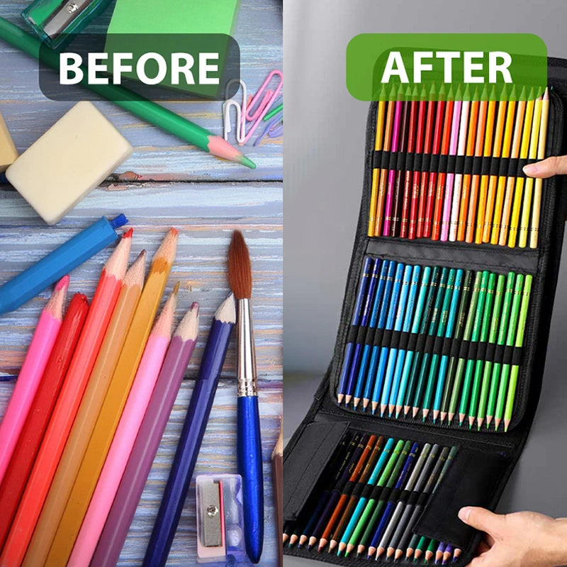 48/72/120/150/200 Holes Colored Lead Pencils Storage Bag Large Capacity Case Box Holder School Supplies Stationery Student