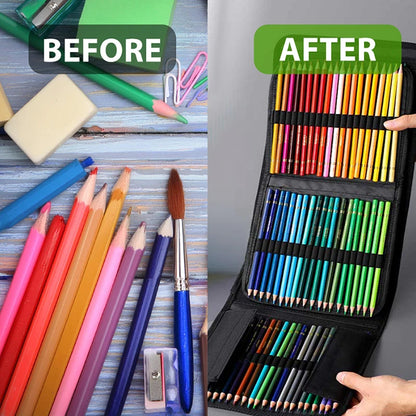 48/72/120/150/200 Holes Colored Lead Pencils Storage Bag Large Capacity Case Box Holder School Supplies Stationery Student