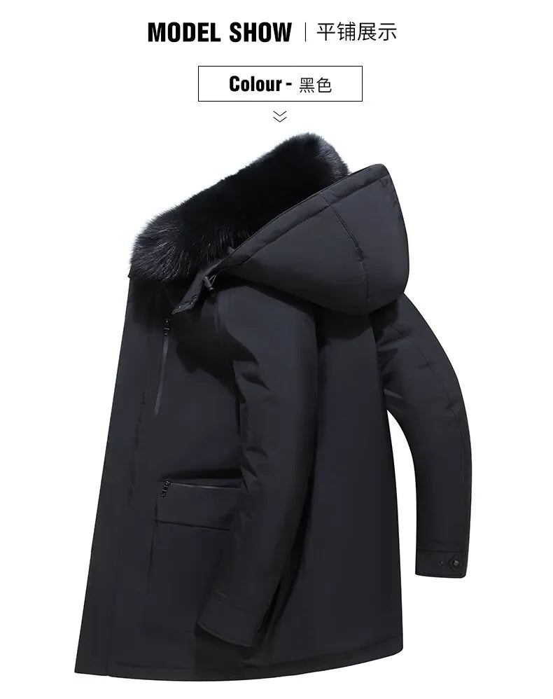 Winter New Arrived Men Thickened Down Jacket -30 Winter Warm Down Coat Jacket Men Fashion Long White Duck Hooded Down Parkas