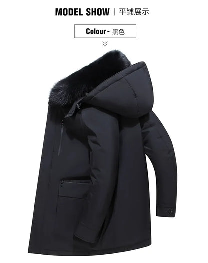 Winter New Arrived Men Thickened Down Jacket -30 Winter Warm Down Coat Jacket Men Fashion Long White Duck Hooded Down Parkas