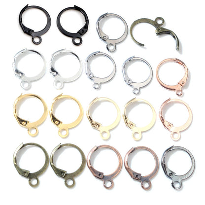 30-50pcs/lot Gold Silver French Lever Earring Hooks Wire Settings Base Hoops Earrings For DIY Jewelry Making Supplies Wholesale