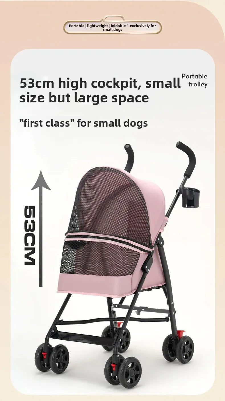 Foldable Pet Stroller for Small Dogs Cats Lightweight Travel Pushchair Breathable Carrier  Teddy Puppies Outdoor Walks Shopping