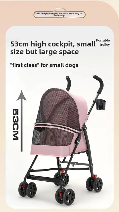 Foldable Pet Stroller for Small Dogs Cats Lightweight Travel Pushchair Breathable Carrier  Teddy Puppies Outdoor Walks Shopping