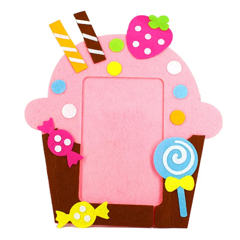 3Pcs/set DIY Cartoon Animal 6 Inch Photo Frame Children Handmade Craft Art Toys for Kids Girl Home Decor Kindergarten Applique