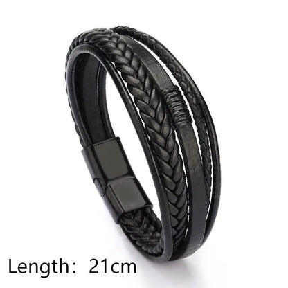 Men Genuine Leather Bracelets Multilayer Braided Rope Bracelets for Man Jewelry Bracelet Homme