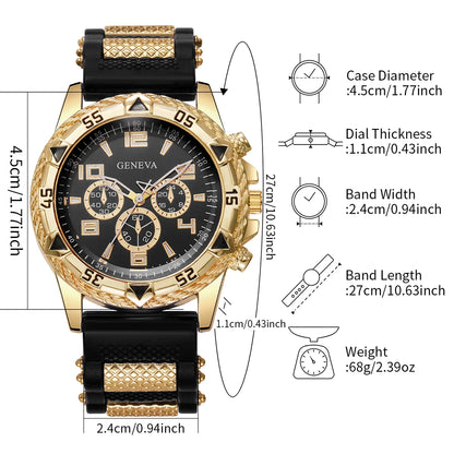 Luxury Arabic Dial Men Business Quartz Watch Fashion Silicone Strap Wristwatch For Man Clock Reloj Hombre (Without Box)