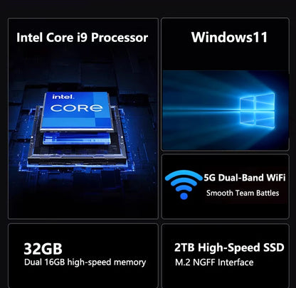 LENO 15.6" Laptop 32GB 2TB Windows 11 Intel Core i9-9900 Gaming Computer PC  Gamer office Ultra Slim Fingerprint UnIock Notebook